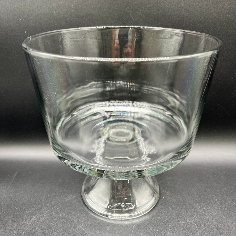 Vtg Clear Glass Trifle Bowl Pedestal Dessert Serving Dish 8.5" Tall 8" Wide - Picture 2 of 7